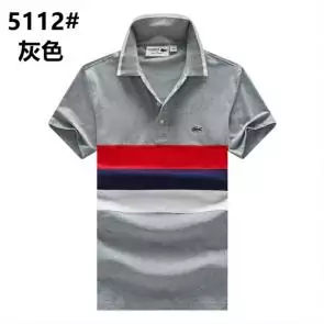 lacoste t-shirt big logo design polo coton stretch color gris